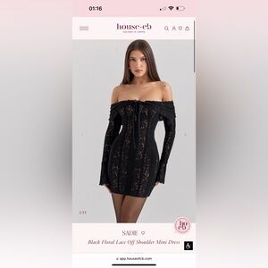 House of cb Elegant Black Lace Off-Shoulder Top